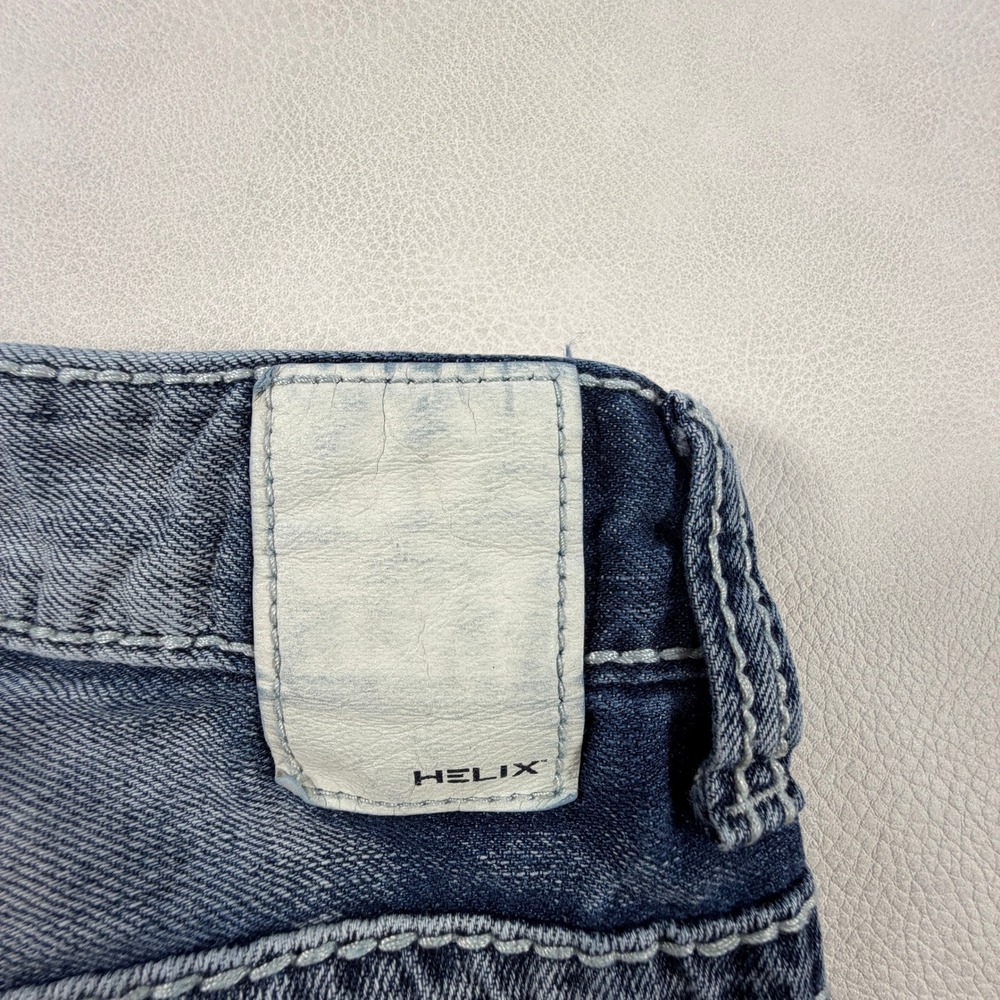Helix Relaxed Boot Jeans Mens 30x30 Blue Denim Distressed Iron Cross Pockets Y2K - Picture 15 of 15